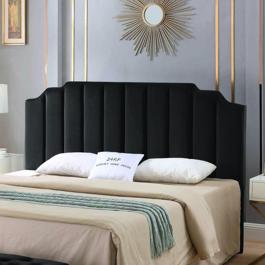 Elegant Black Velvet Tufted King Upholstered Headboard