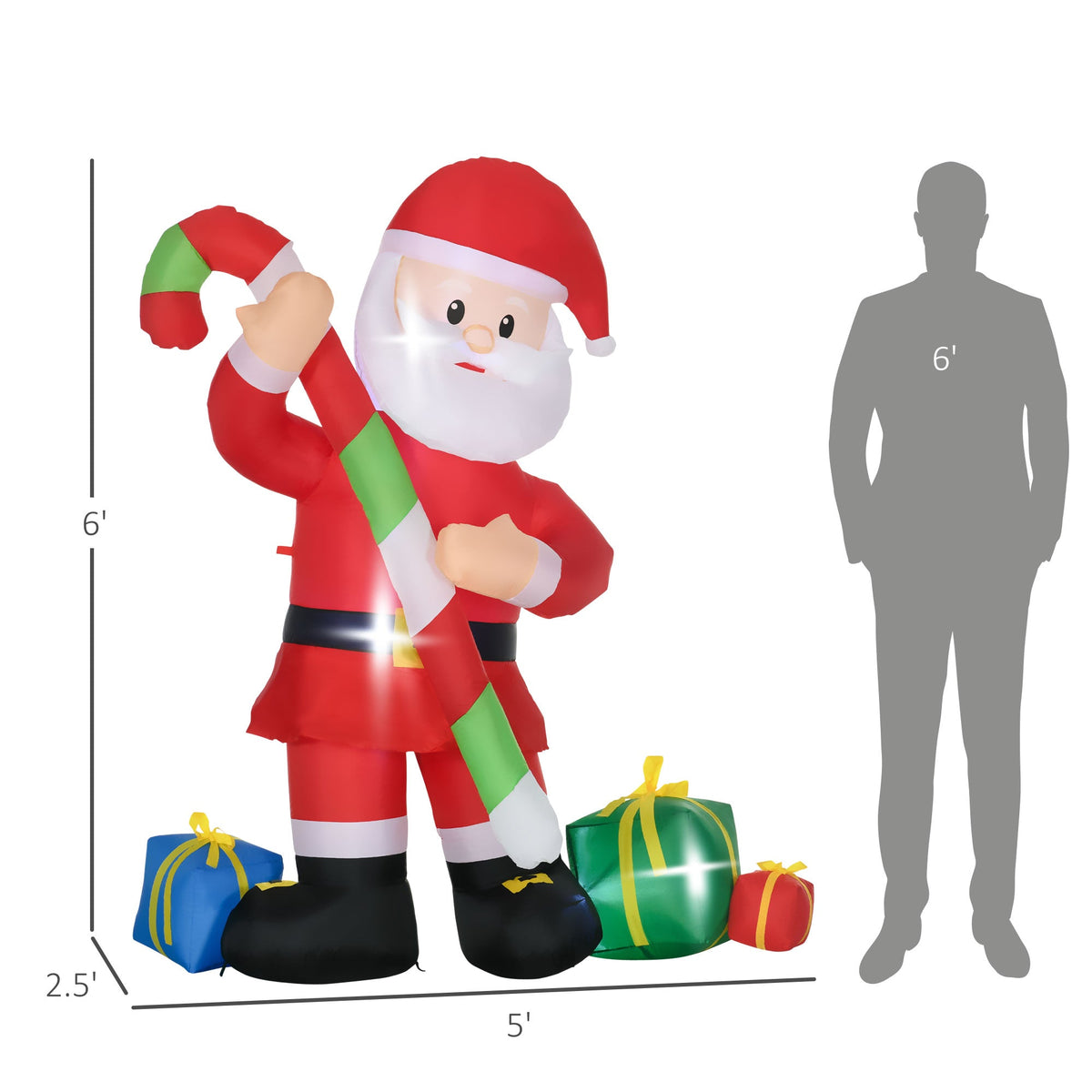 HOMCOM 6ft Christmas Inflatables Santa Claus Decoration