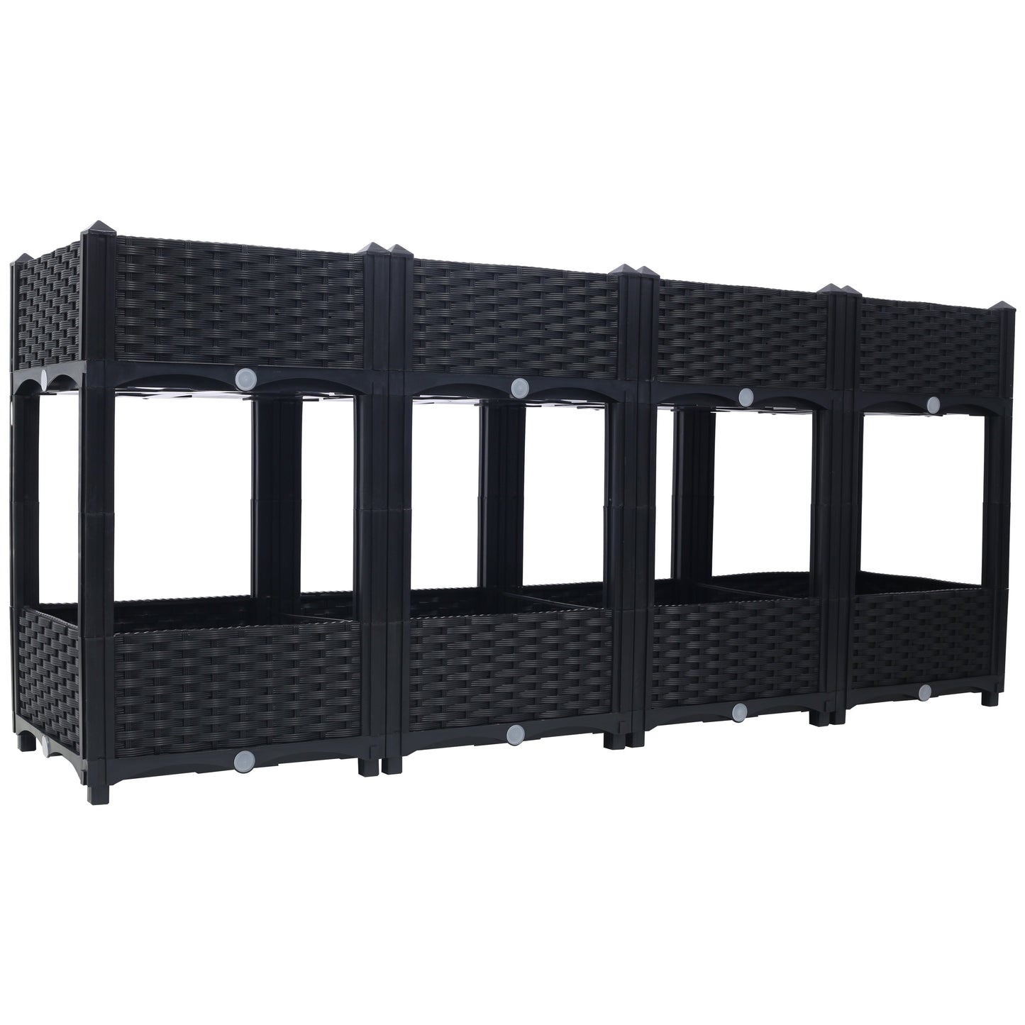 Planter Raised Beds - Elevated Planter Garden Box with Drainage Plug Raised Garden Beds for Vegetable/Flower/Herb Outdoor Standing Planter Beds Gardening Kit,Black,63'x15.7'x27.7'