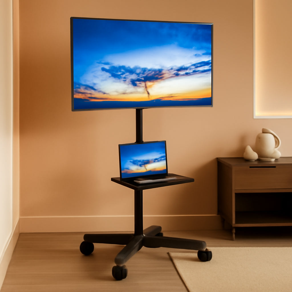 Mobile TV Cart 23-60 Inch TVs, Height Adjustable Wheels