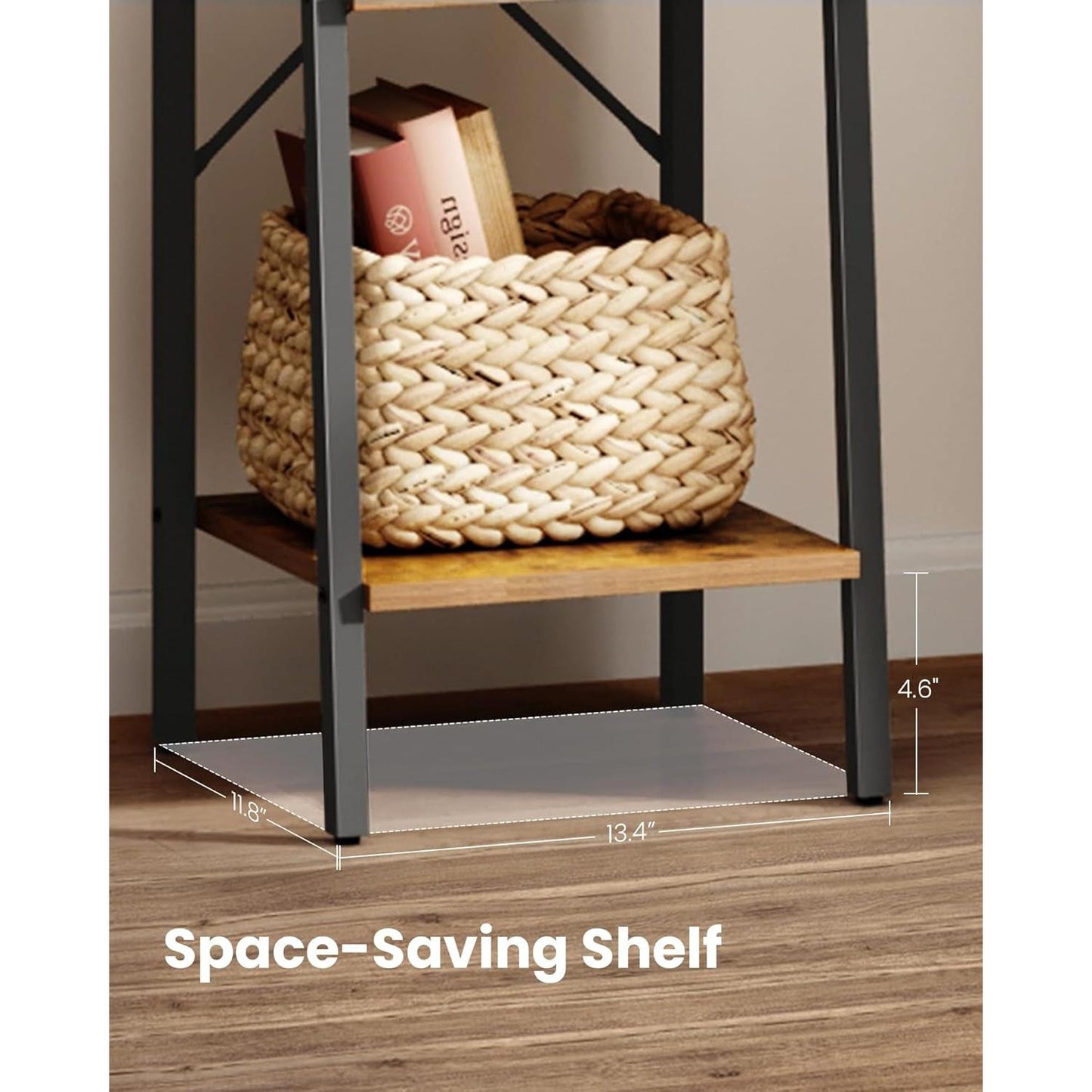 Ladder Shelf Bookcase 5 Tier Rustic Brown Freestanding