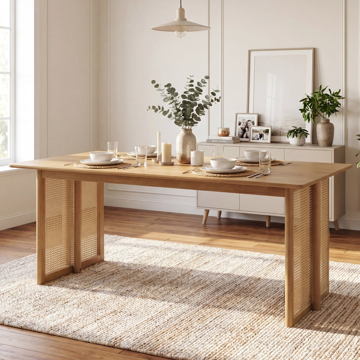 Natural Rubber Wood Dining Table