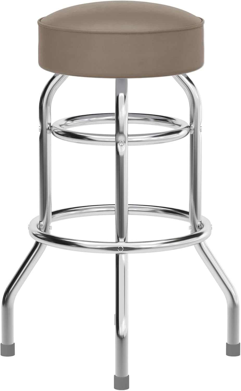 Bruno 2 Pack Chrome Bar Stools Beige Seats Swivel Set
