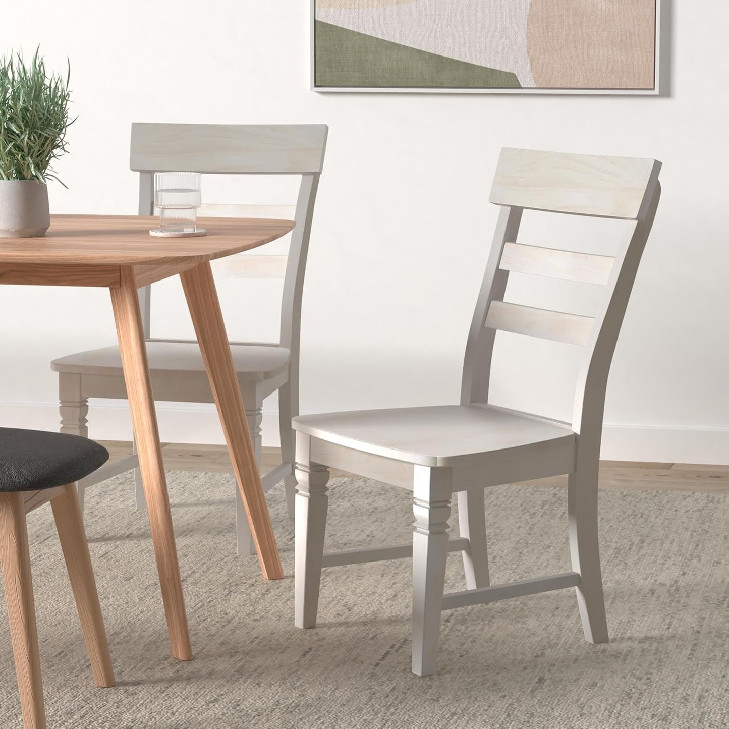Two Java Dining Chairs Unfinished Parawood 225 Lb Capacity