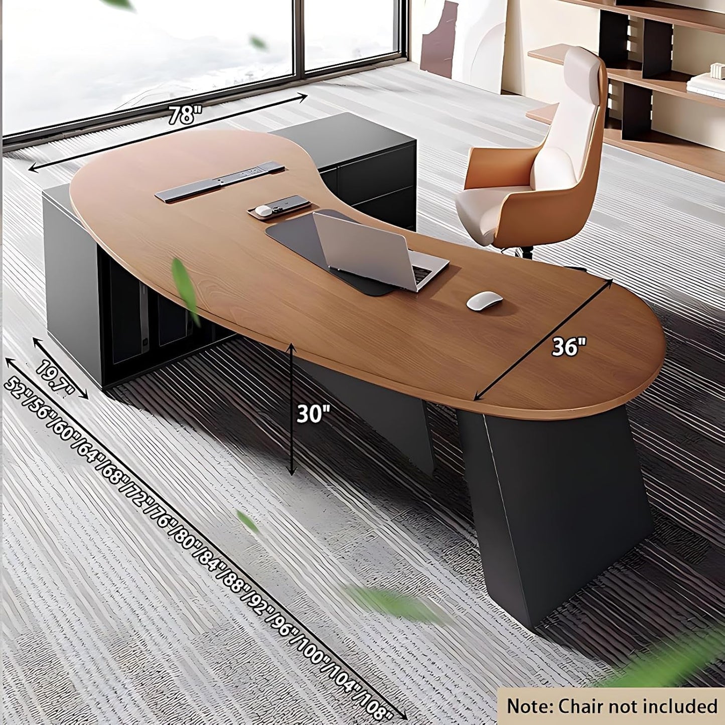 Spacious L Shaped Executive Desk With Side Storage System