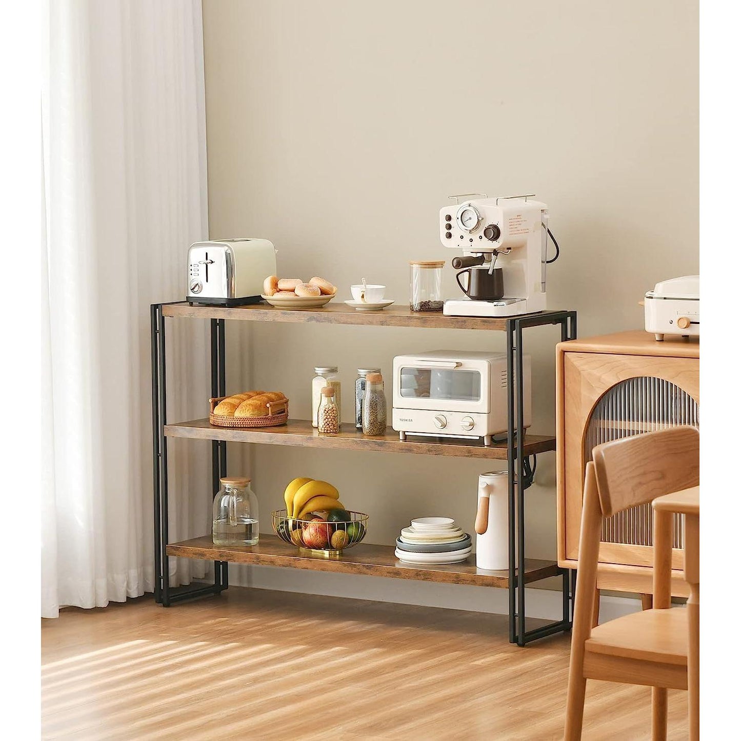 Rustic Three Tier Bookcase With Easy Assembly Home Office
