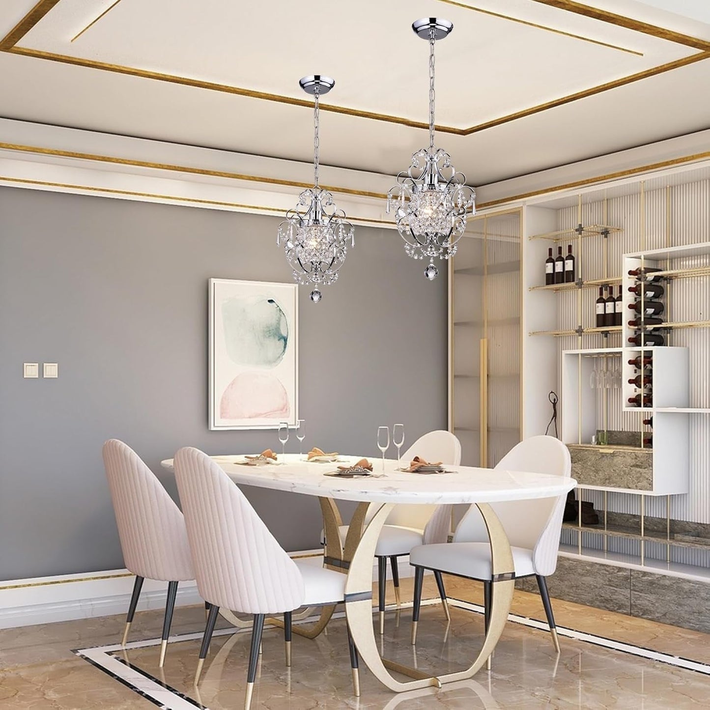 Amorette Chrome Crystal Chandelier 1 Light Fixture