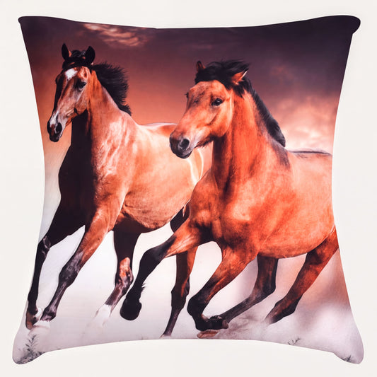 Horse Throw Pillow Set - 4 Decorative Pillow Covers 18 x 18 Inch with Zipper Closure