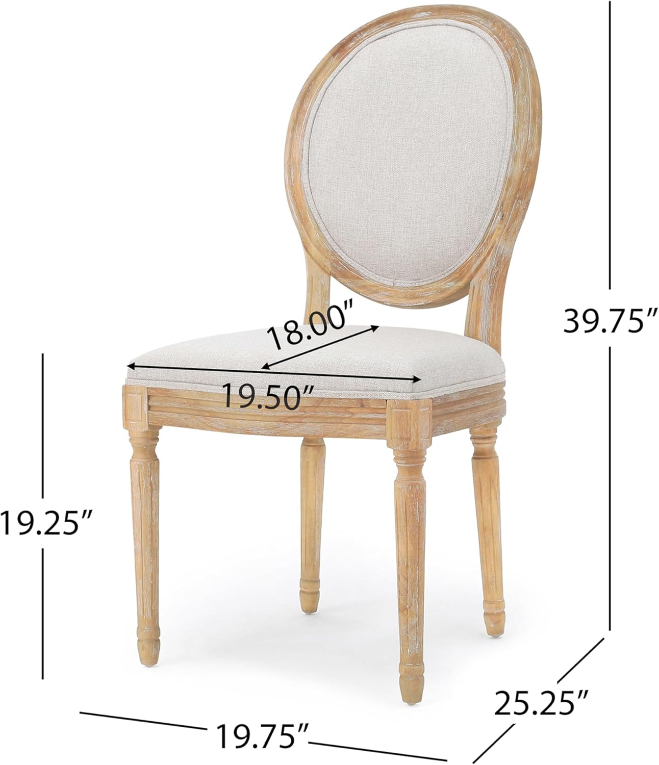 Phinnaeus Beige Polyester Fabric Dining Chairs Set Of 2 with dimensions 18" x 19.5" x 39.75" for stylish dining.