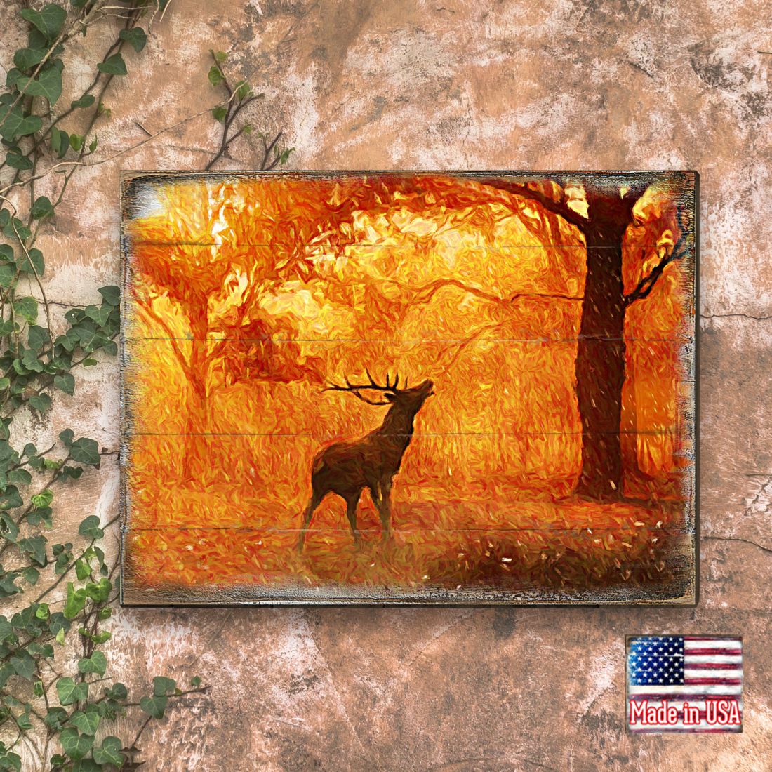 Forest Fire Art Wooden Wall Art by Nature Wonders - Nature Wildlife Decor  - 95291B