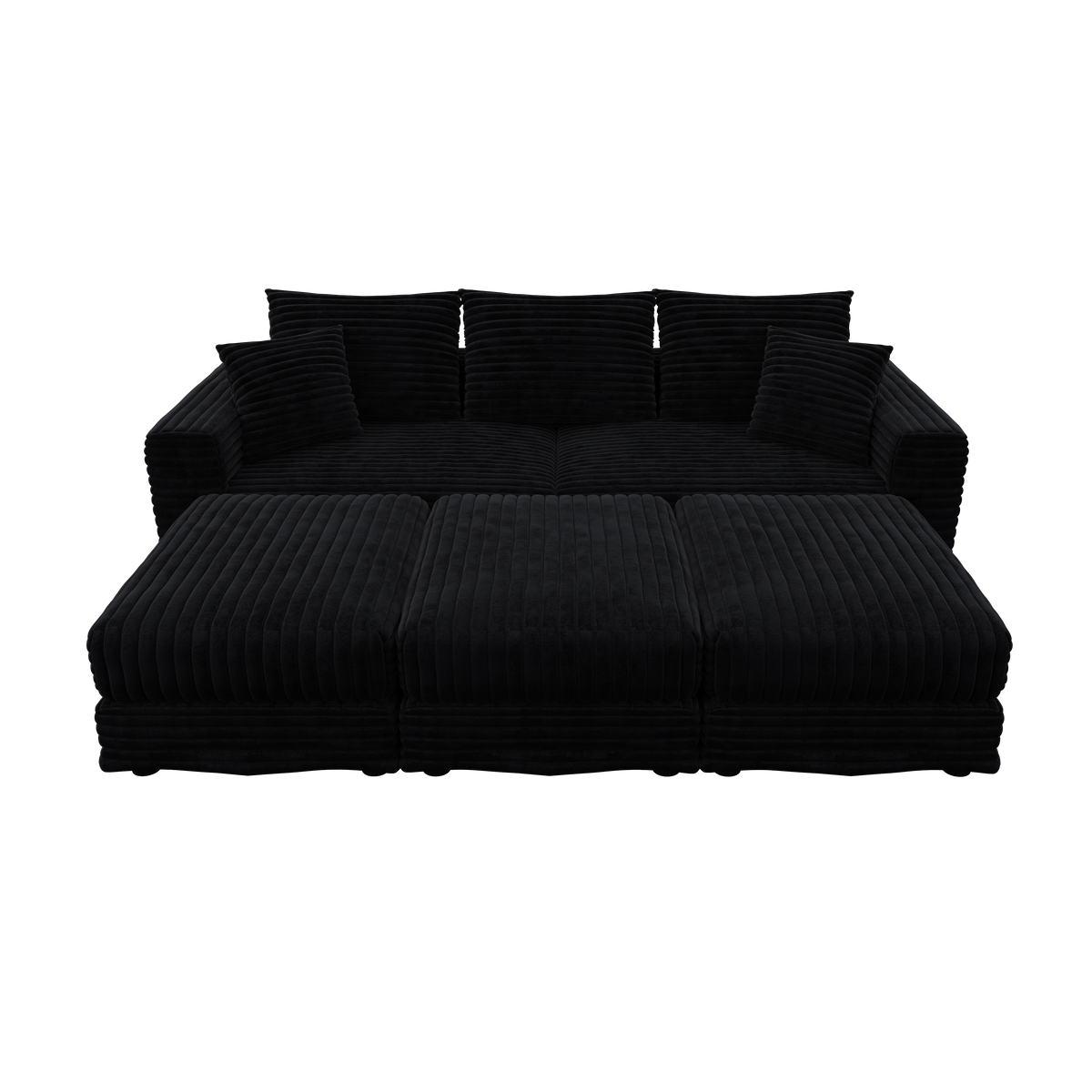 82.7" Plush Corduroy 3-Seat Sofa