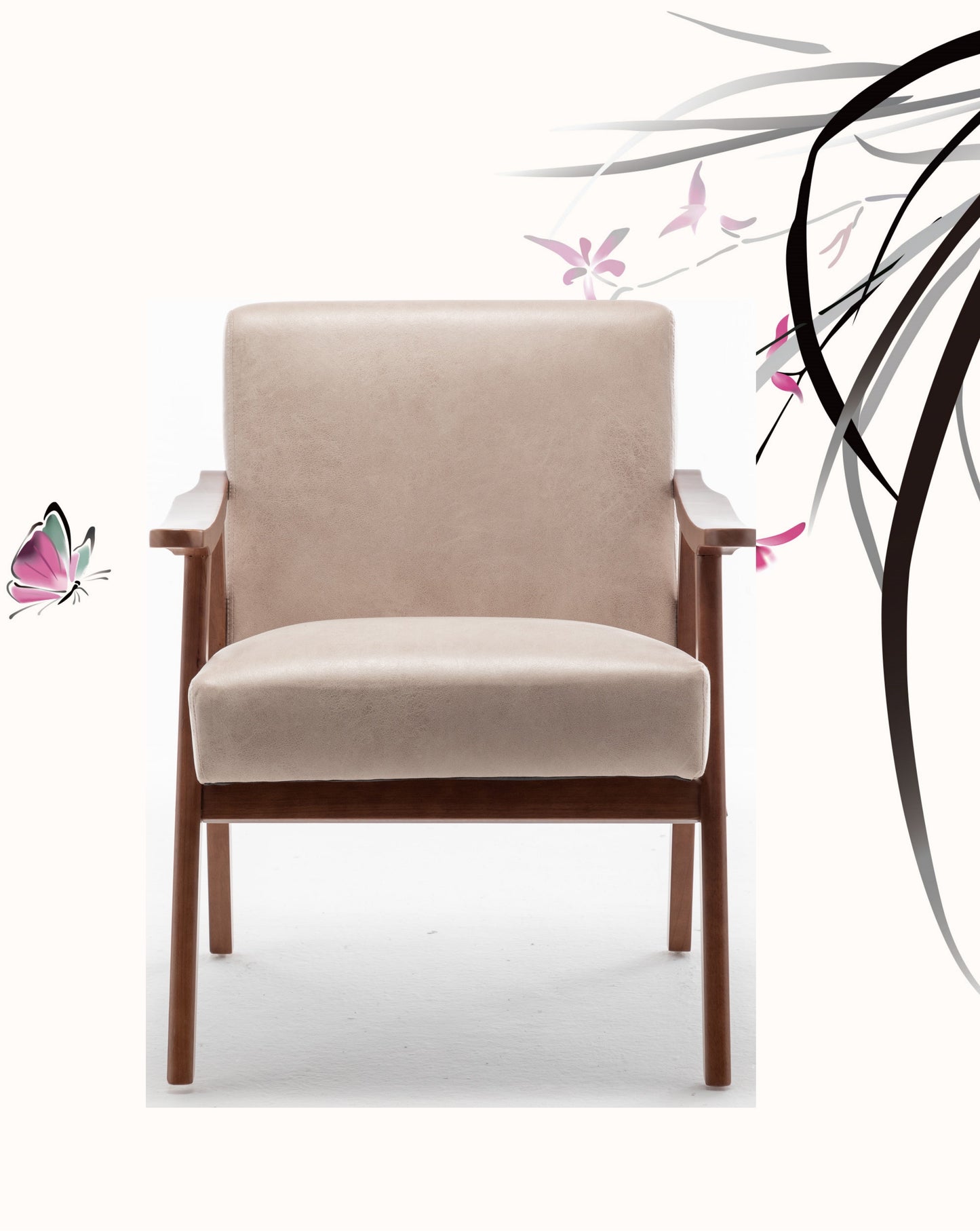 Mid-Century Modern Accent Chair with Microfiber Upholstery