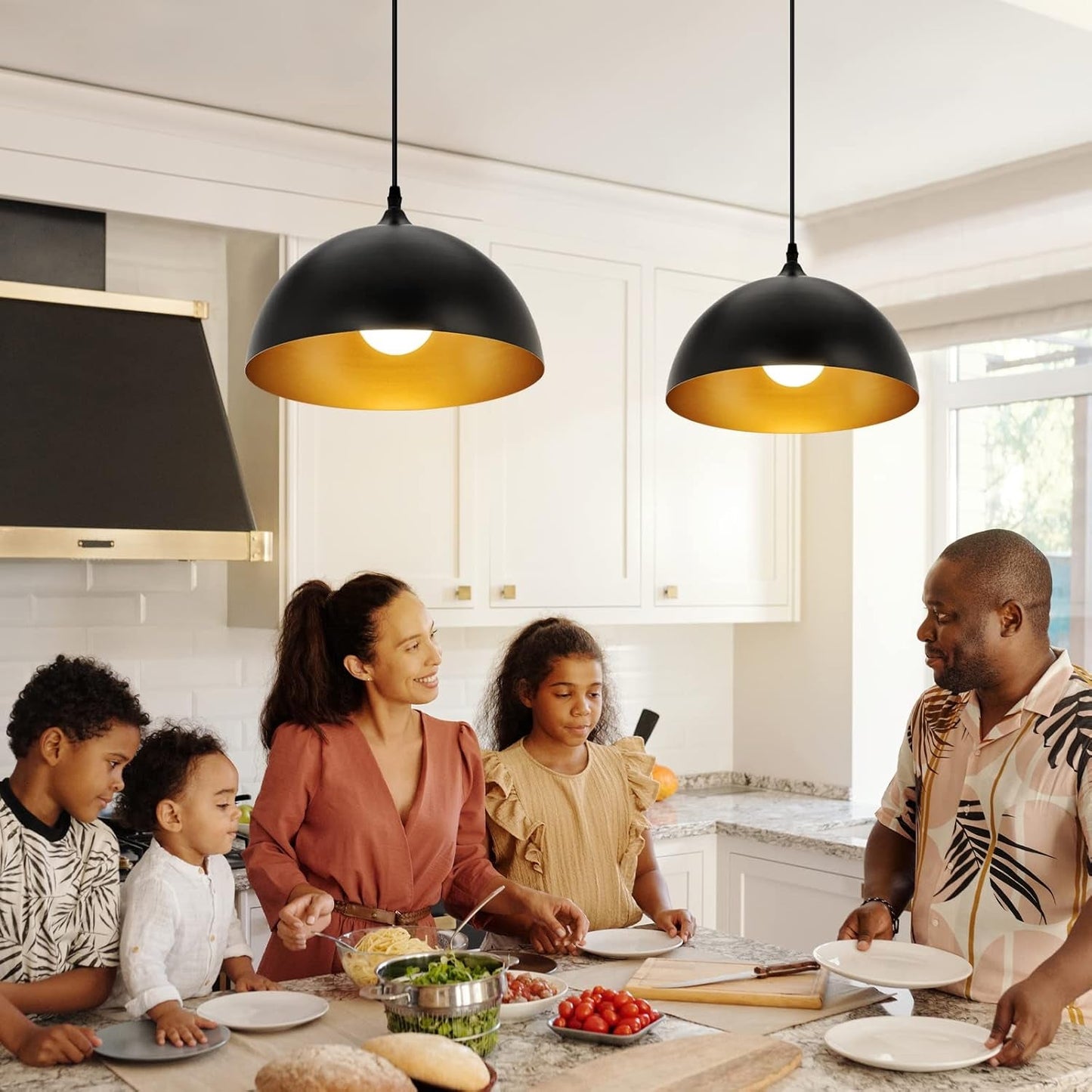 2 Farmhouse Dome Pendant Lights