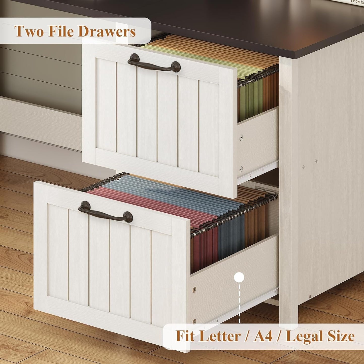 63 Inch Wide White Solid Wood Executive Desk With Drawer