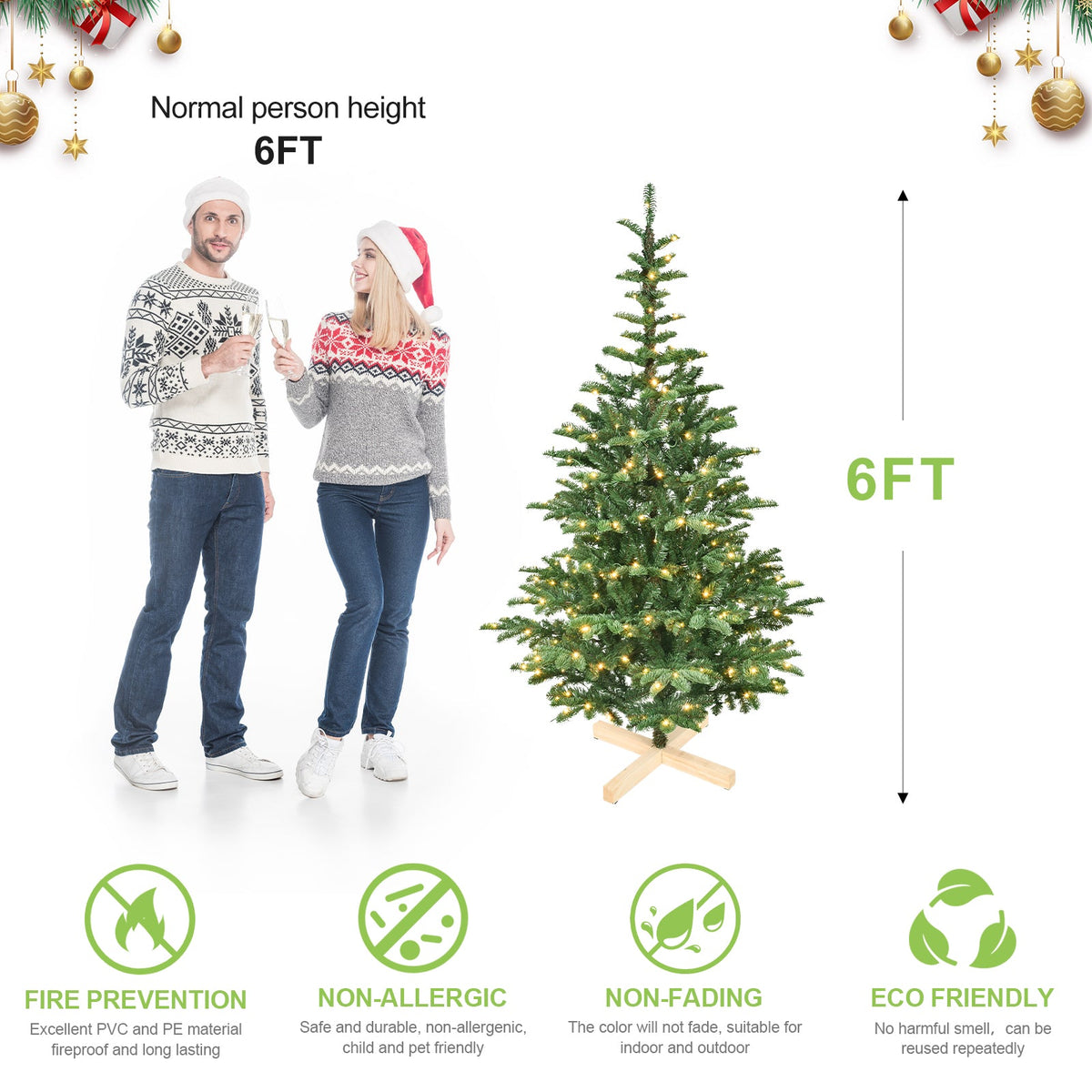 8ft Pre-Lit Christmas Tree with 500 Warm White Lights