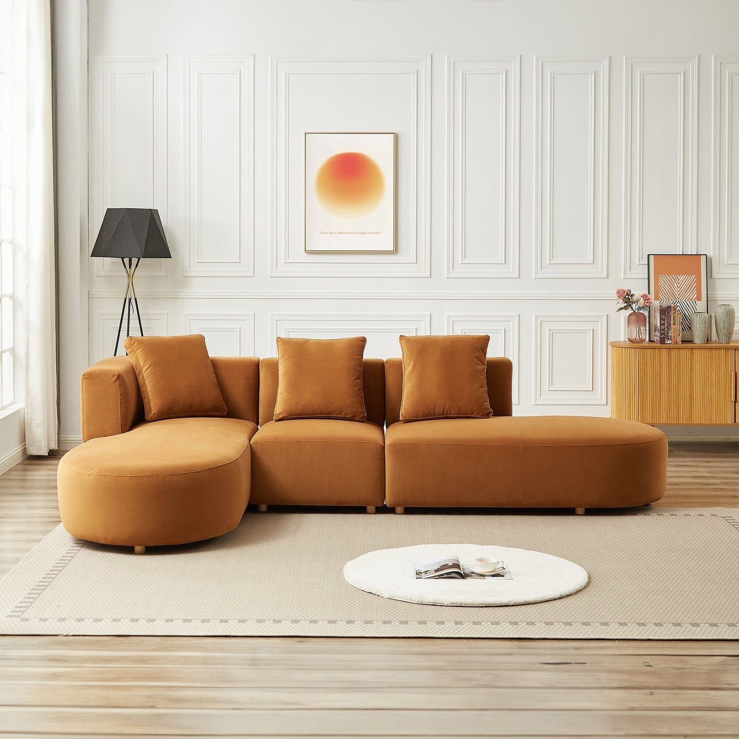 Orby Velvet Sectional Sofa - Left Facing