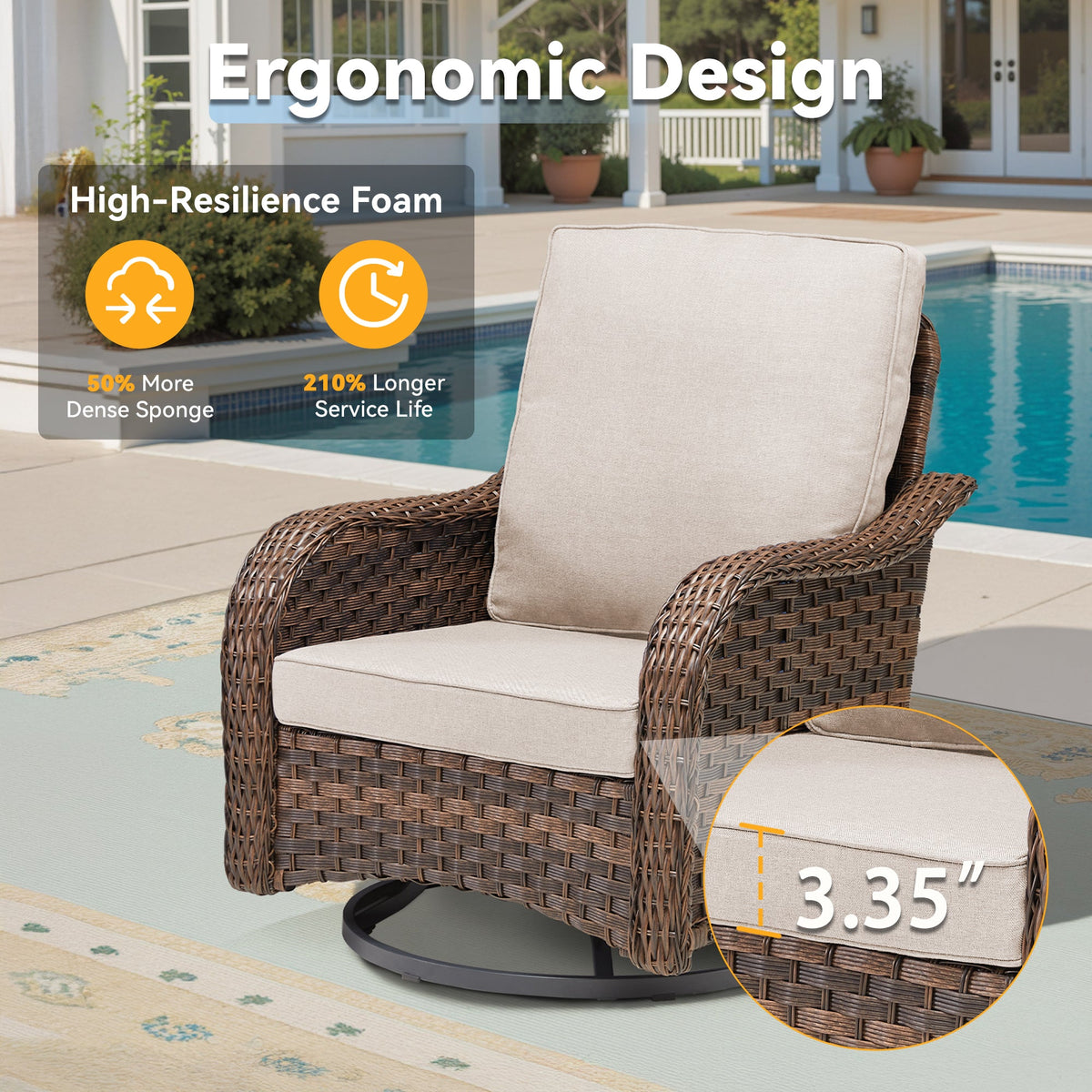 3 Pieces Outdoor Furniture Set with Swivel Gliders