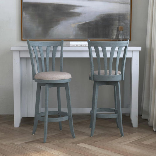 Bar Height Swivel Stool 30 Inch Blue Wire Brush Finish