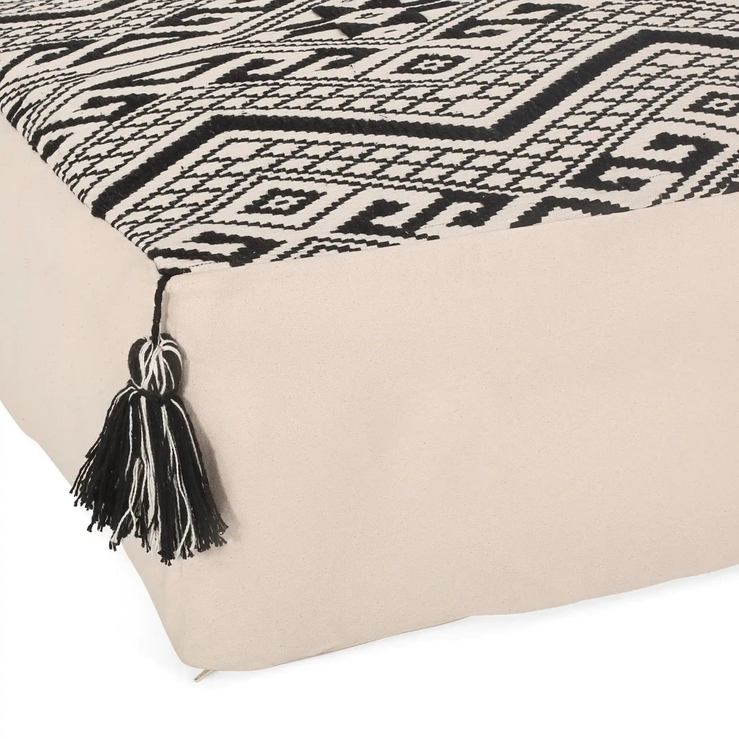 Kiki Rectangular Pouf Ottoman Floor Cushion Natural Black