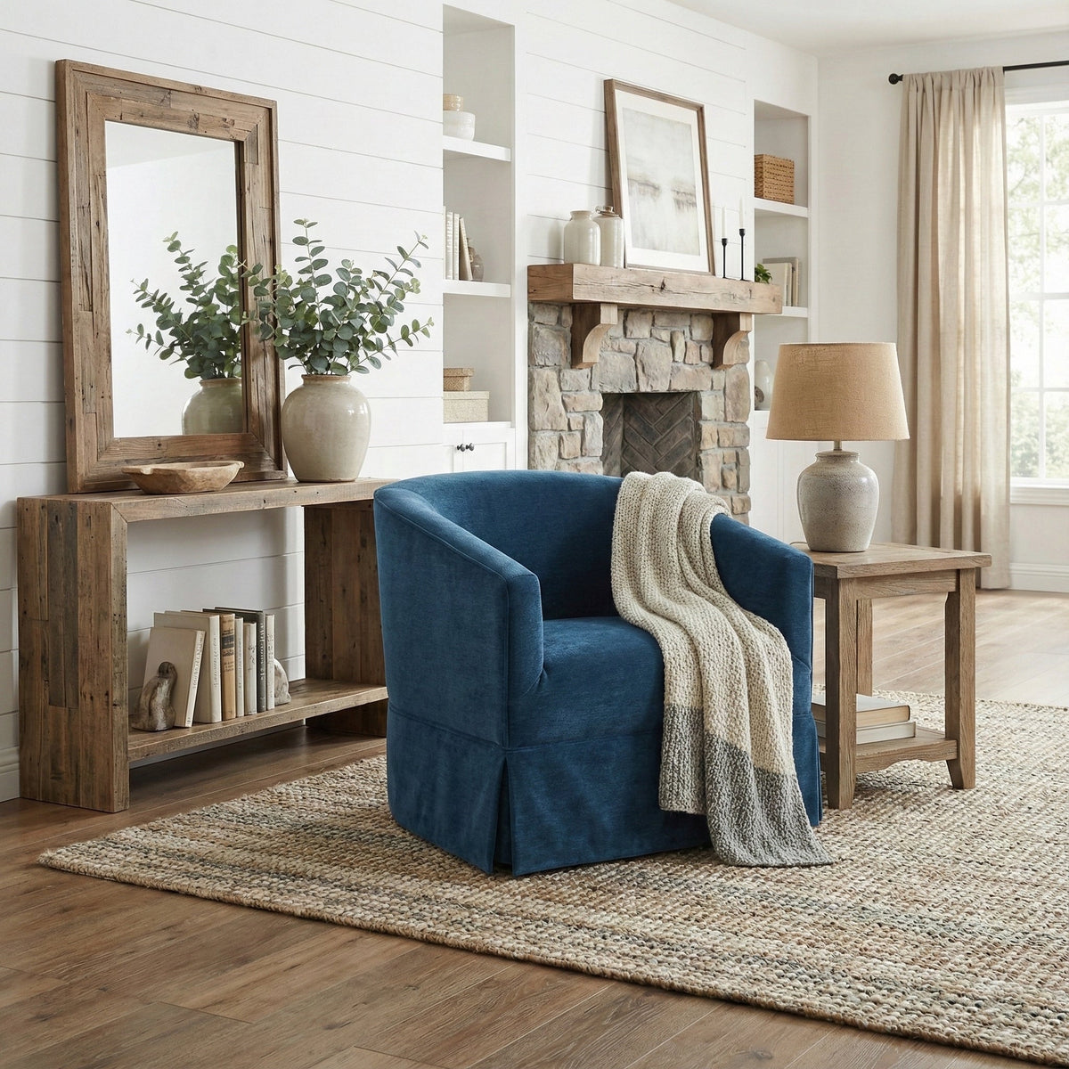 Earl Baltic Skirted Swivel Chair