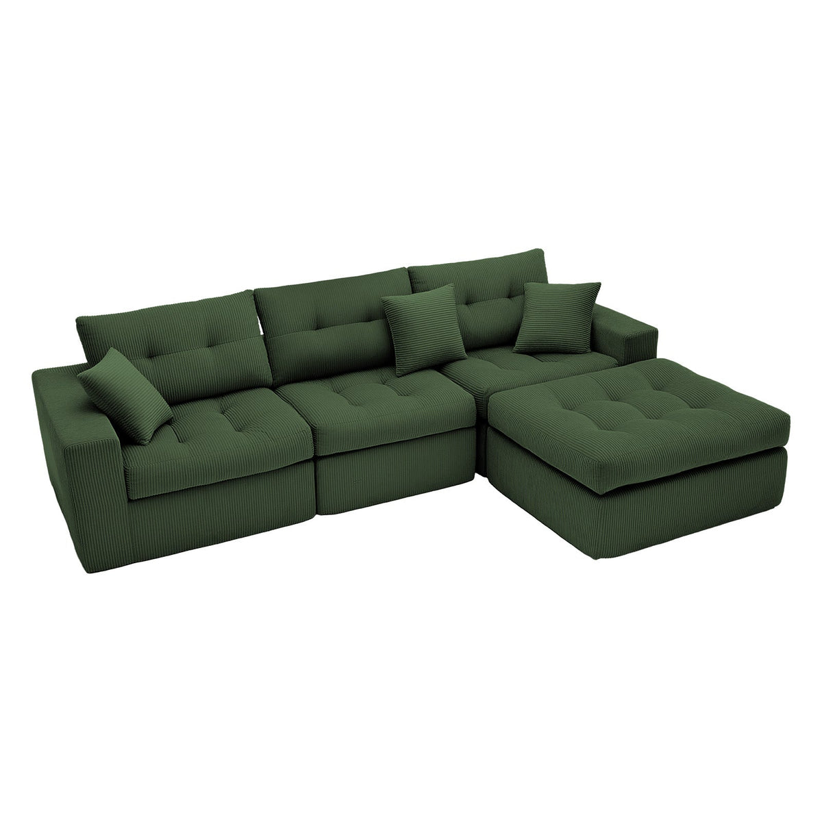 Corduroy Corner Chaise Compression Sofa Bed in Green