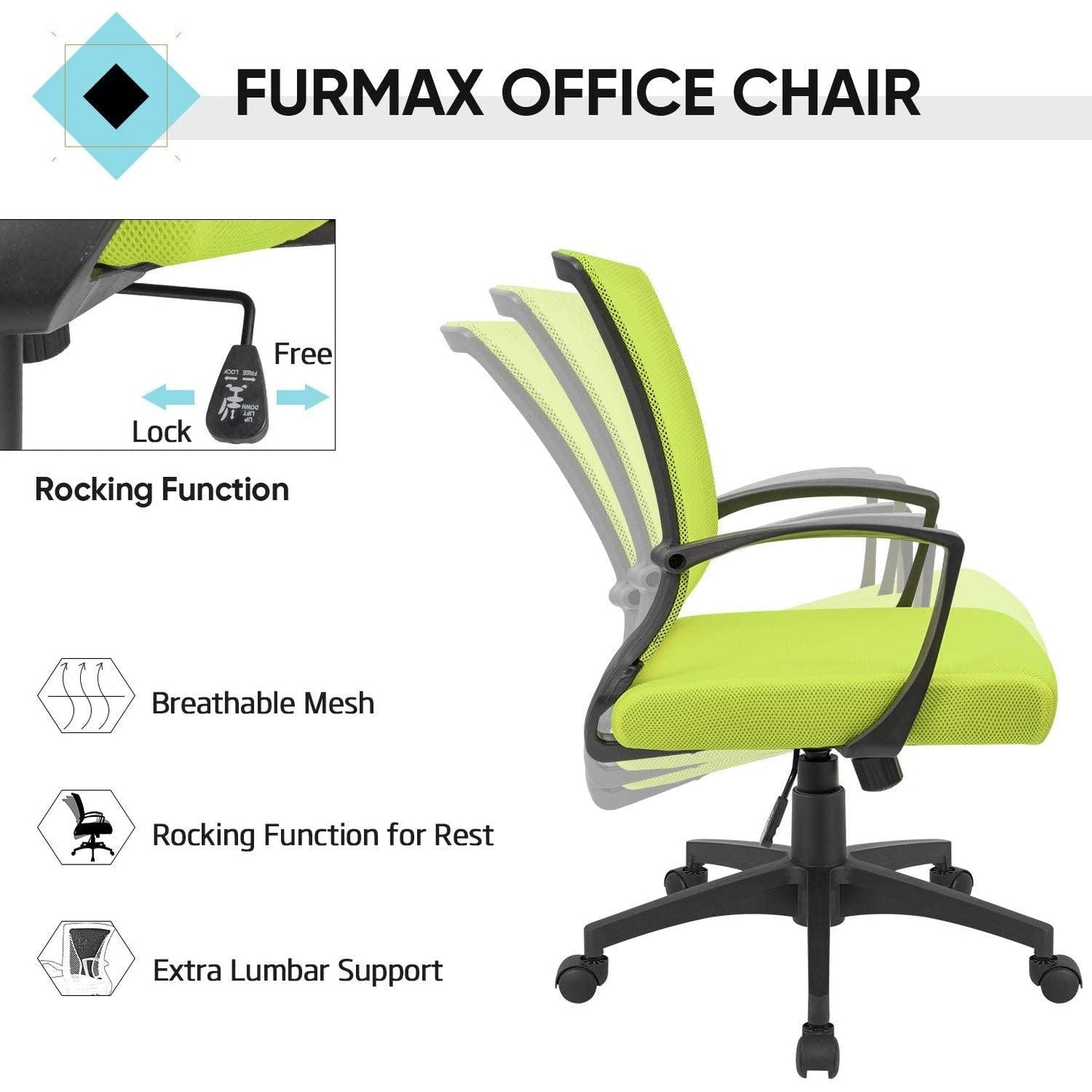 Cyan Ergonomic Office Chair Armrests And Lumbar Support