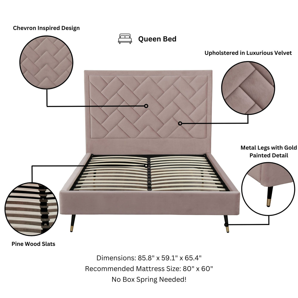 Crosby Upholstered Velvet Queen Bed
