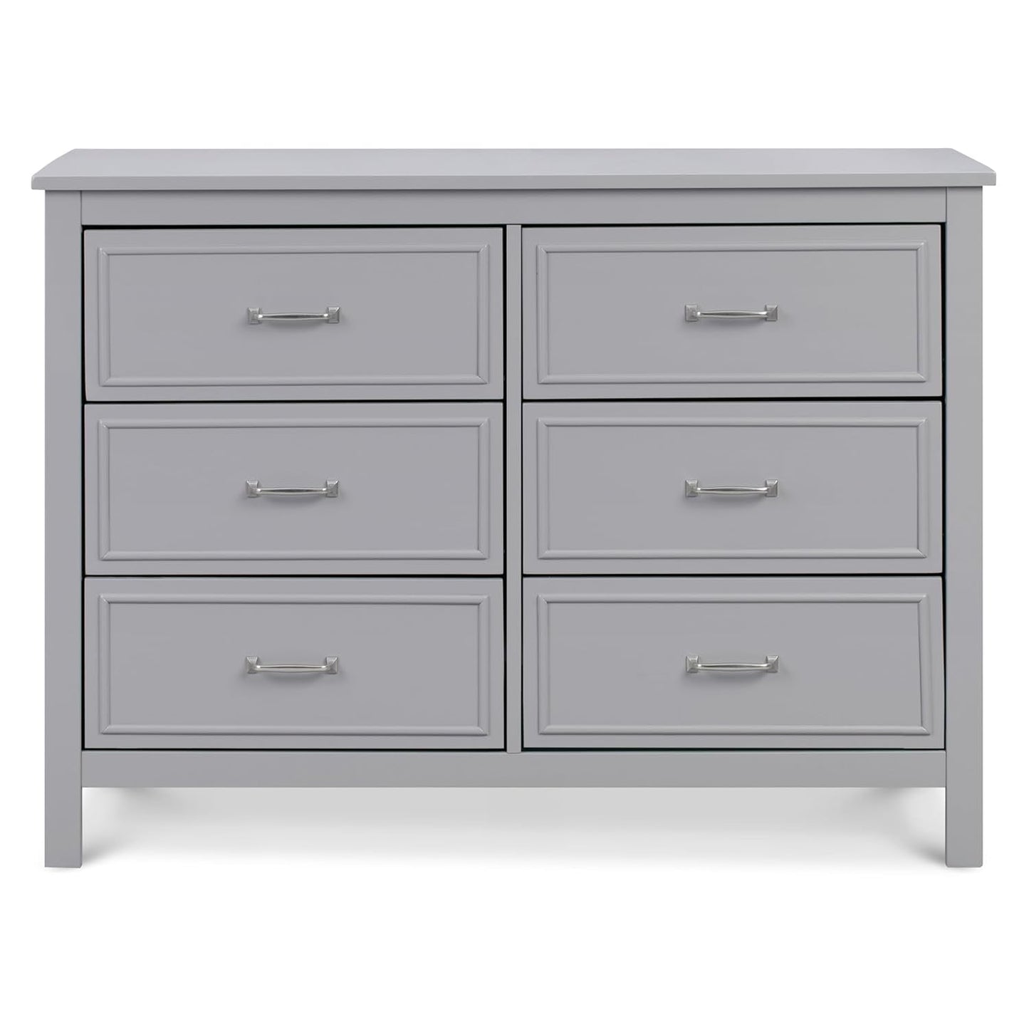 Charlie 6 Drawer Double Dresser Grey For Nursery And Kids Bedroom Storage