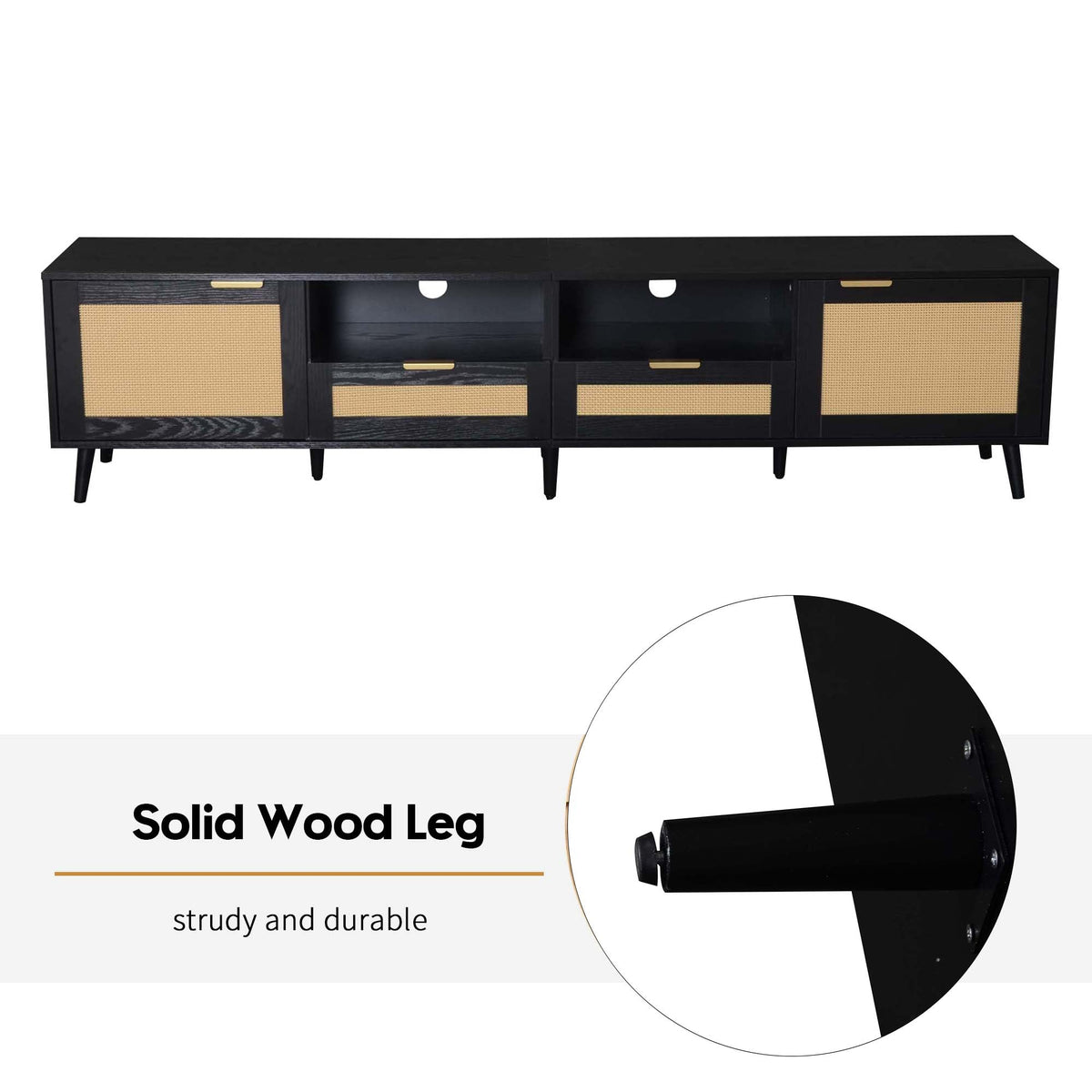 Rattan TV Stand for TVs up to 85''