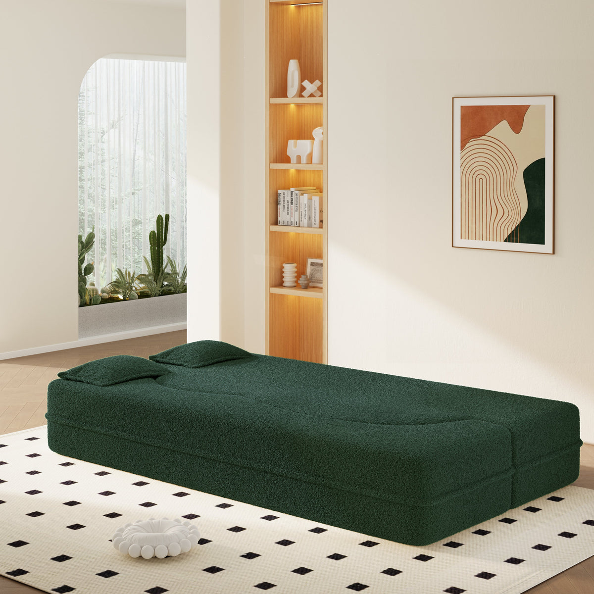 Modern Floor Sofa with 2 Pillows