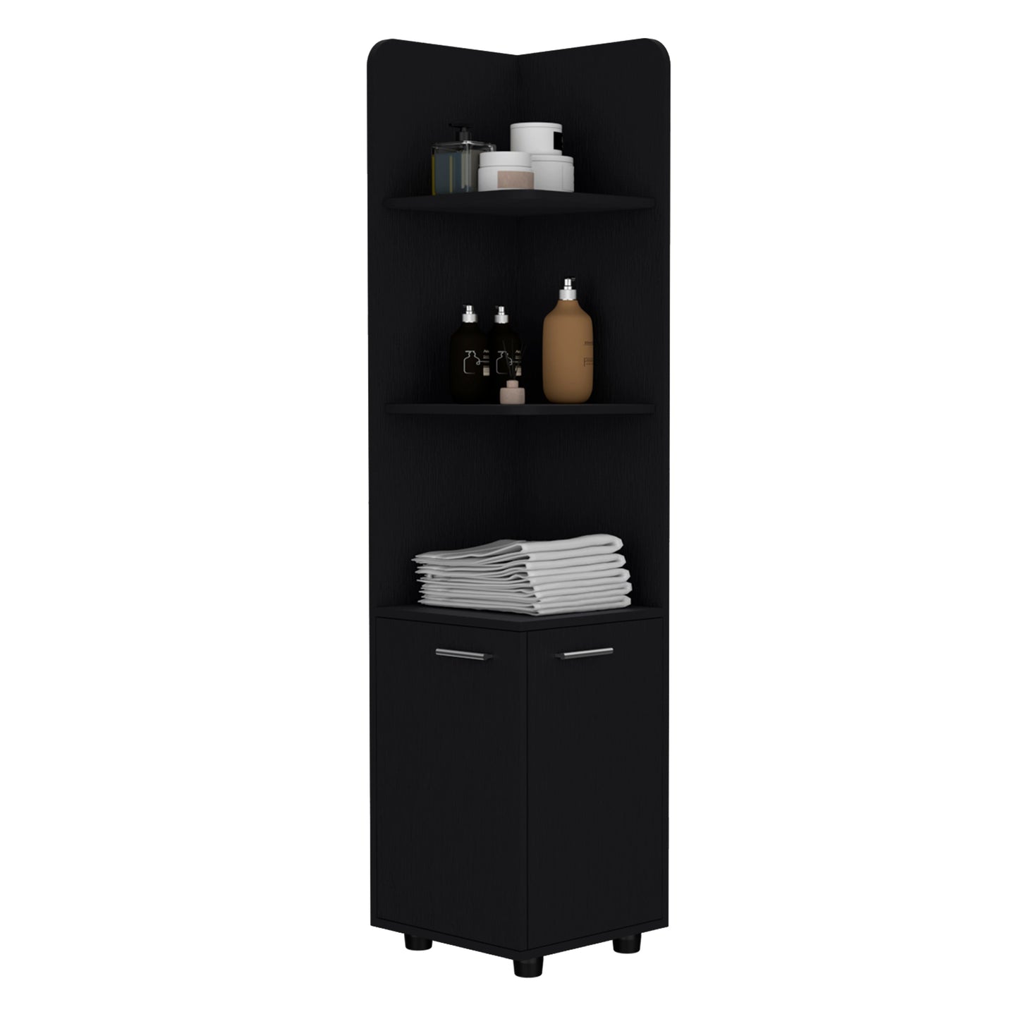 Corner Cabinet 62" Tall with 3-Tier Shelf and 2-Door