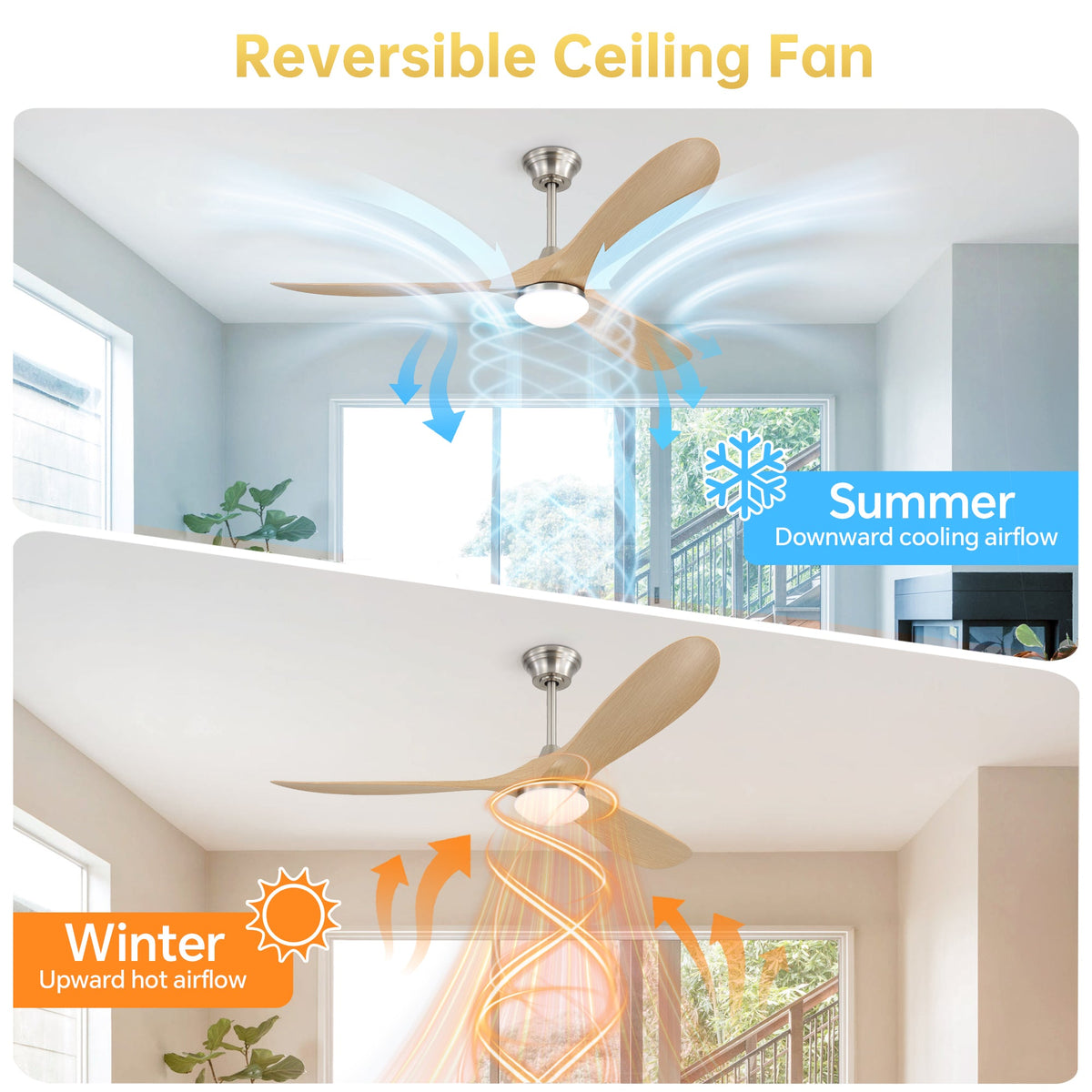 60 Inch Smart Ceiling Fan with Light Dimmable LED