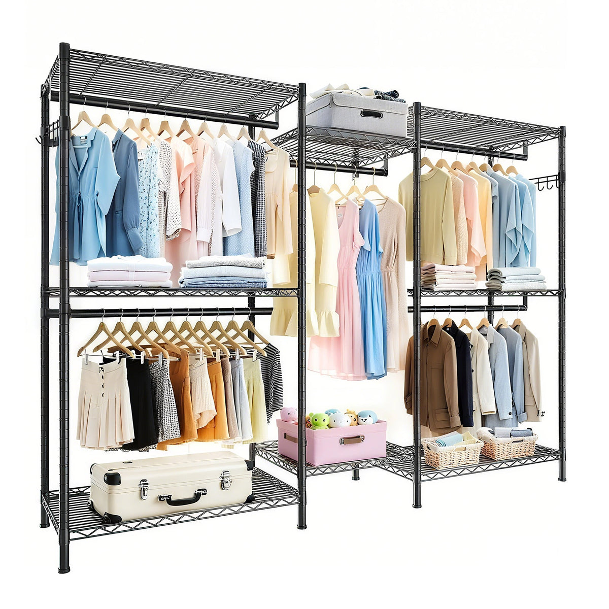 Heavy Duty Garment Rack, Freestanding Closet Organizer