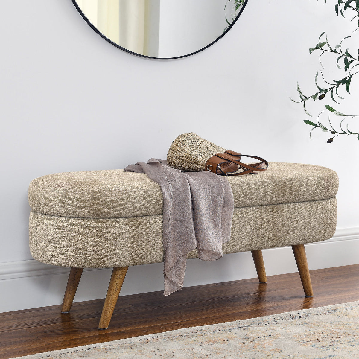 Ottoman Oval Storage Bench