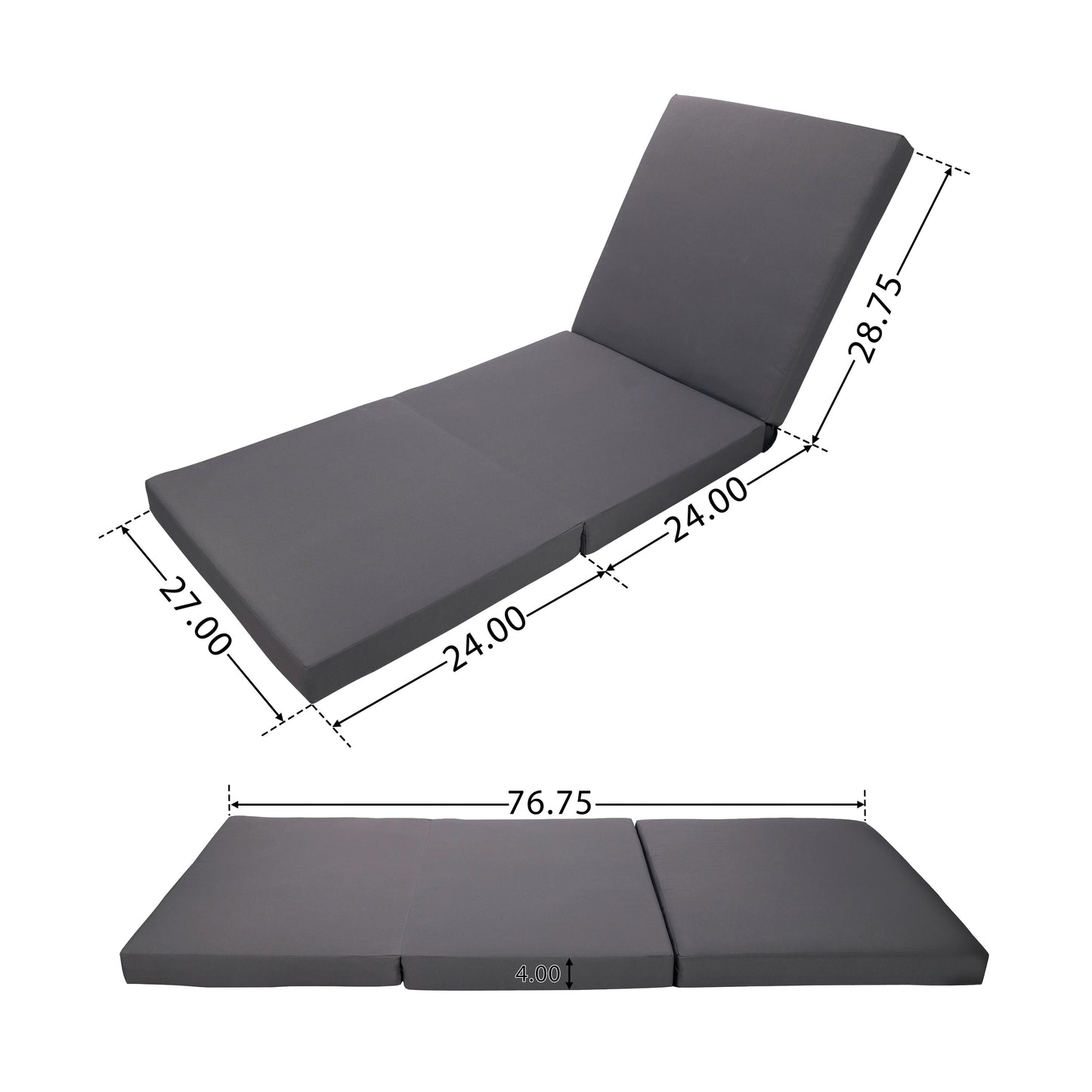 White Acacia Solid Wood Outdoor Chaise Lounge with Dark Cushions