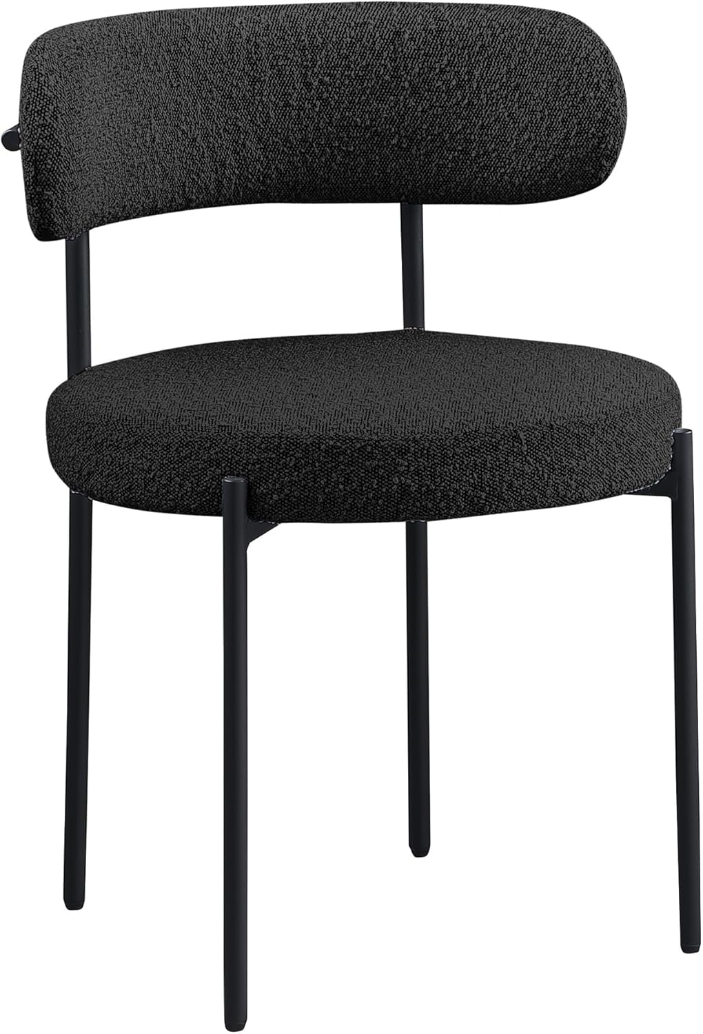 Contemporary Dining Chair Set of 2, Boucle Fabric Upholstered Kitchen Chair