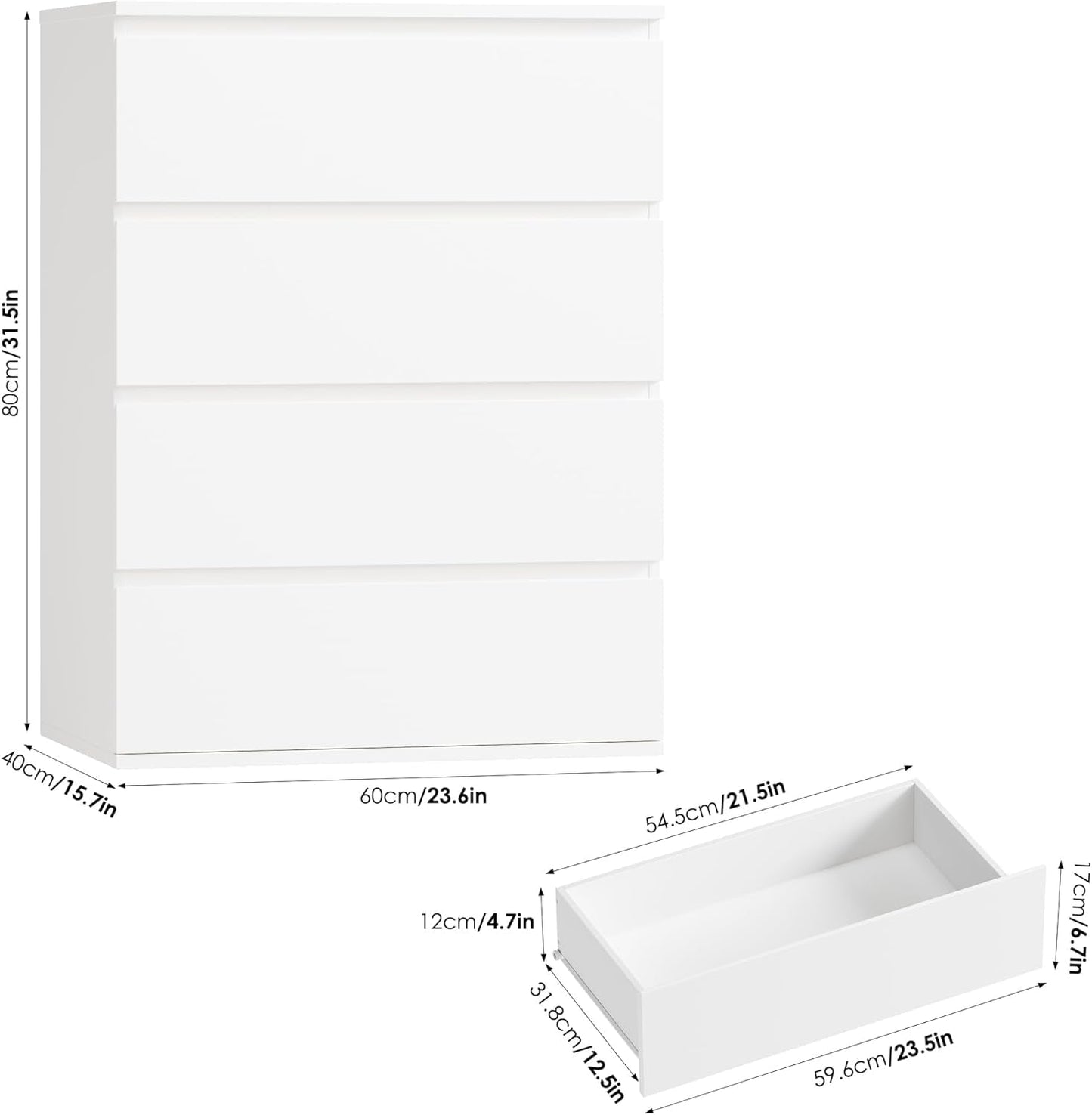 White Four Drawer Dresser Ultra Minimalist Cabinet