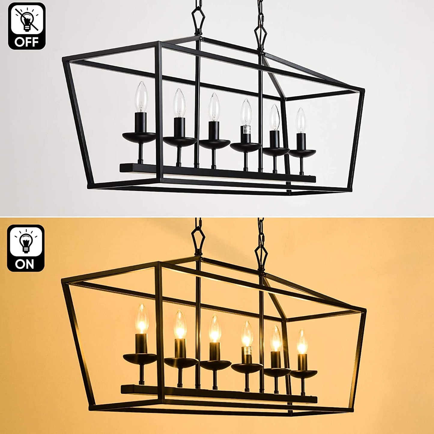 6-Light Black Linear Candle Chandelier