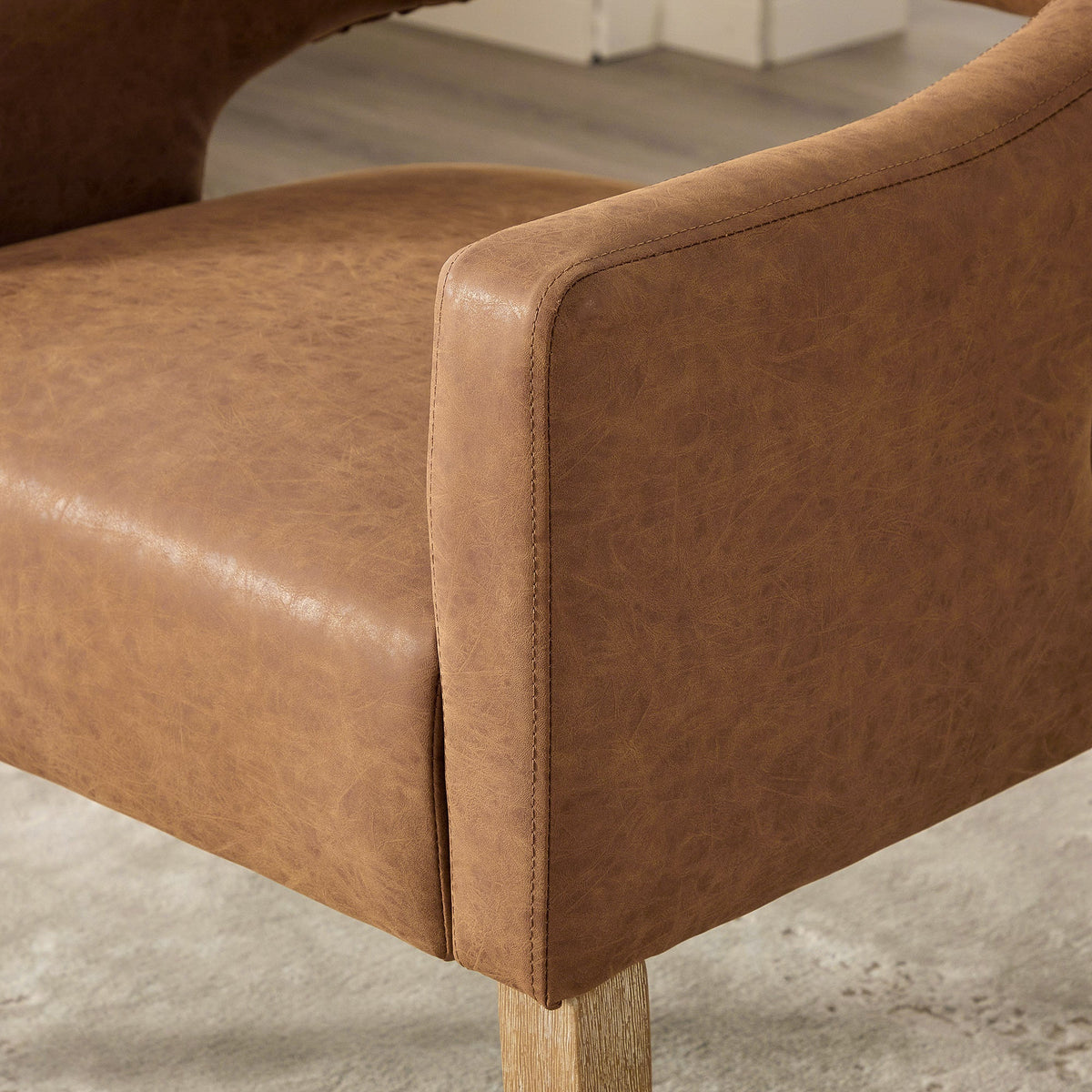 Modern Upholstered PU Open Back Accent Armchair