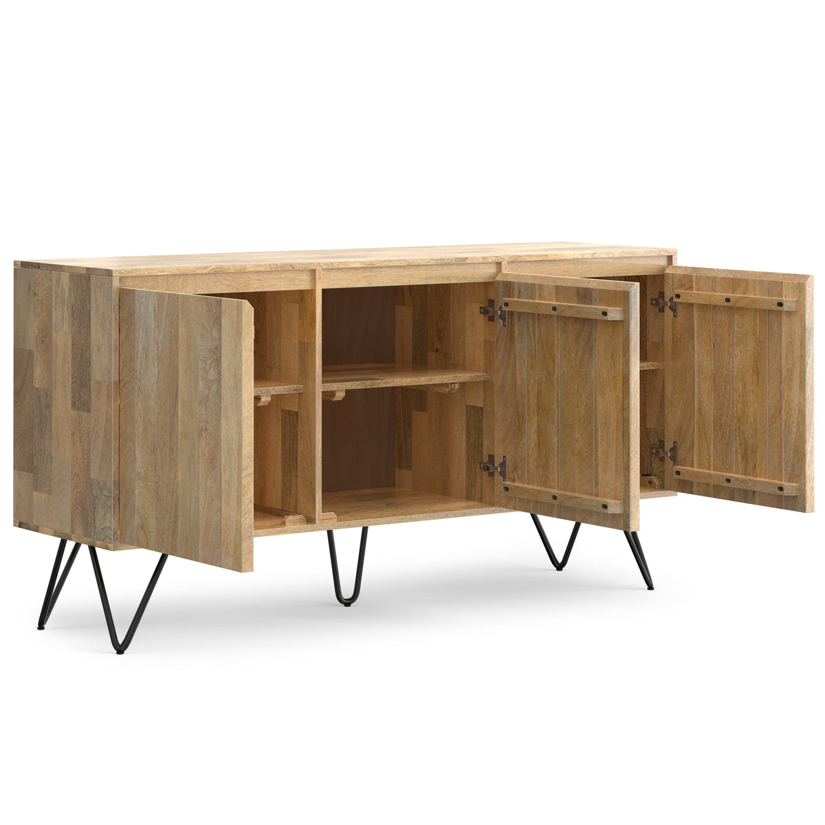 Hunter 60 Inch Wide Solid Mango Wood 3 Door Sideboard Buffet