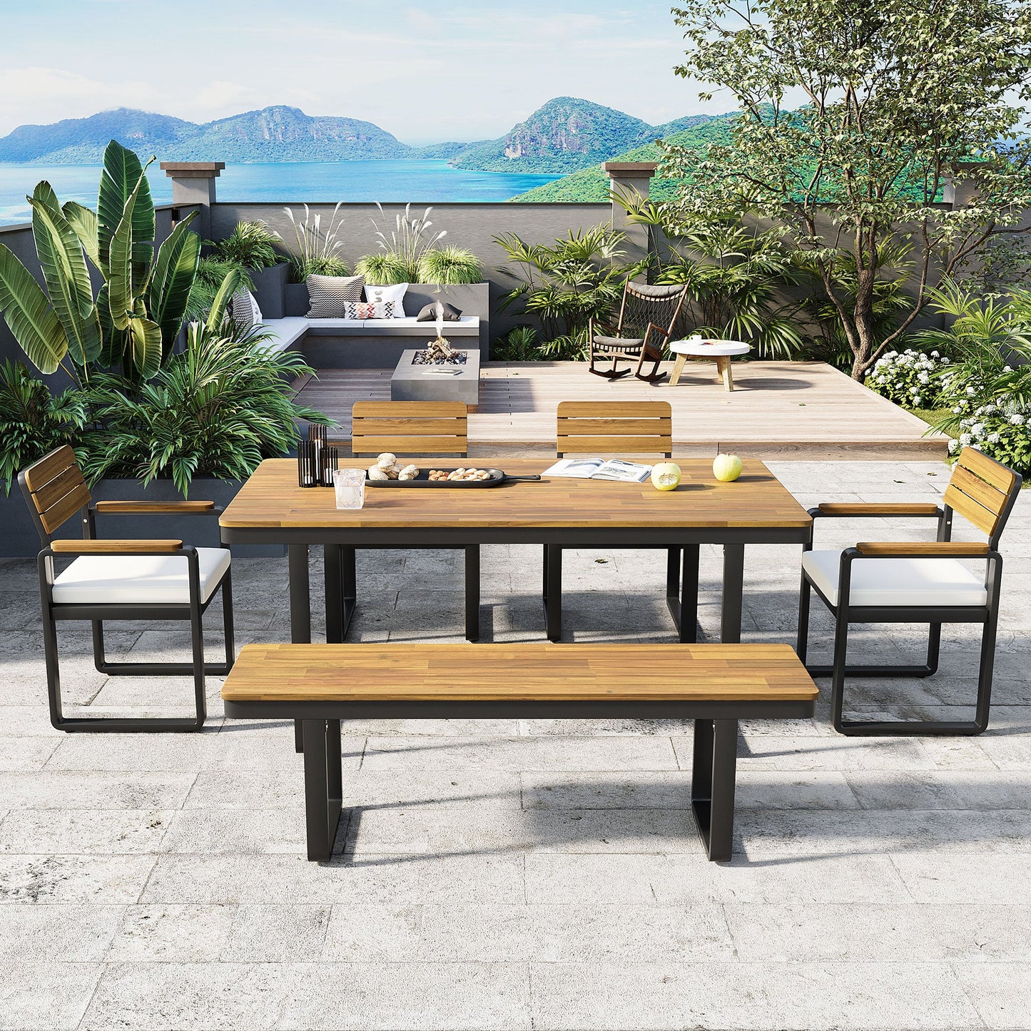 6-Piece Outdoor Dining Set - Acacia Wood