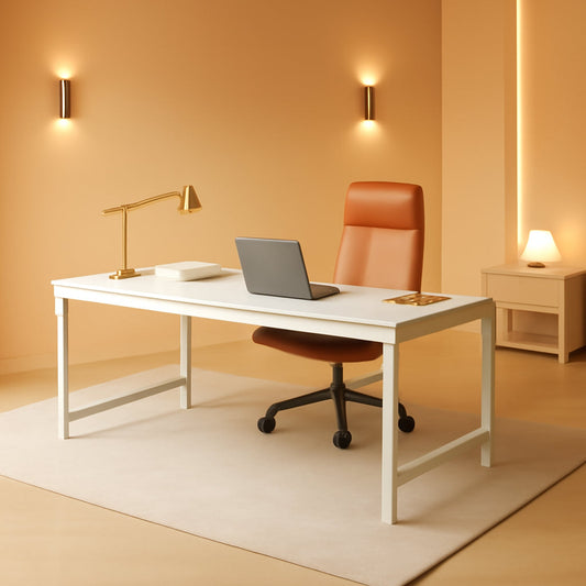 70 Inch White Executive Desk For Home Office Workspace