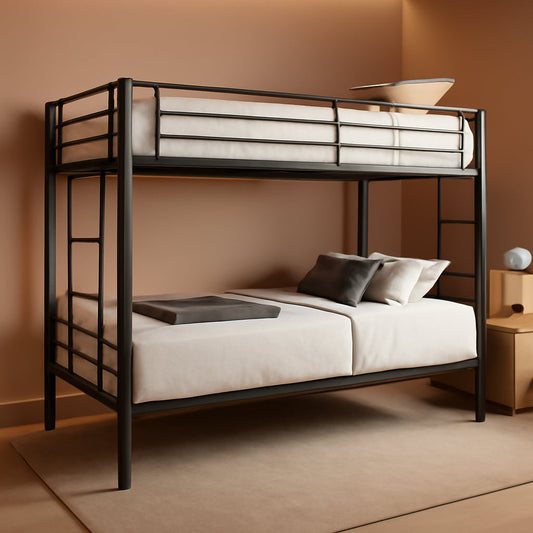 Metal Bunk Bed Twin Over Twin Heavy Duty With Ladders Black