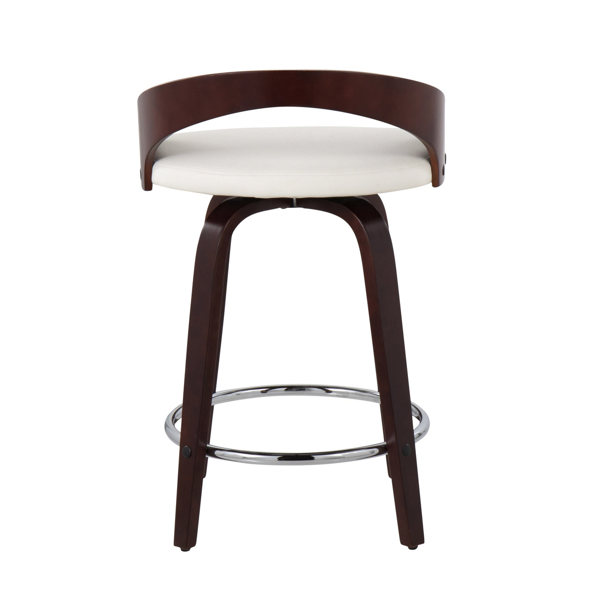 Mid-Century Modern Counter Stool with Swivel in Cherry
