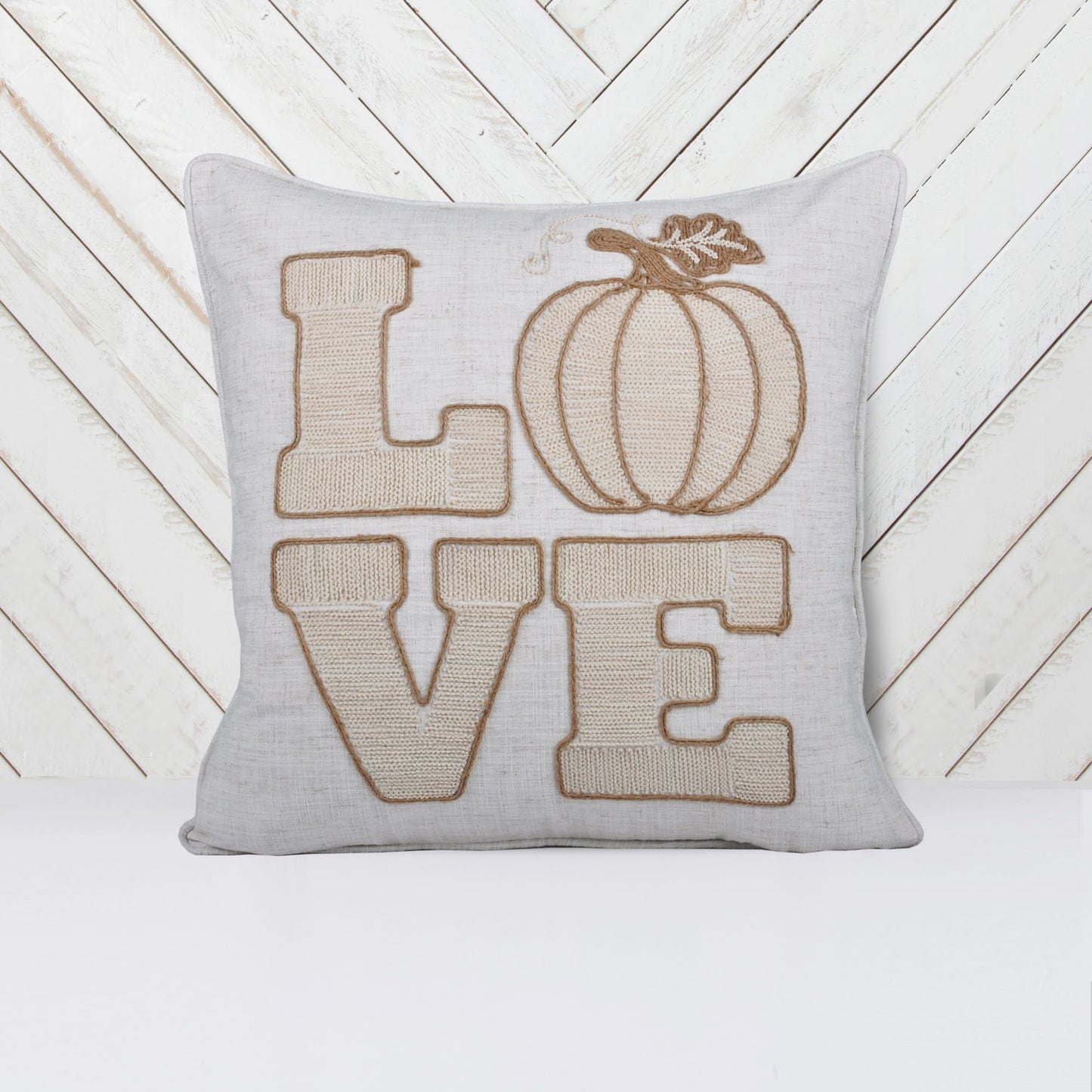 Love Pumpkin Embroidered Throw Pillow – Rustic