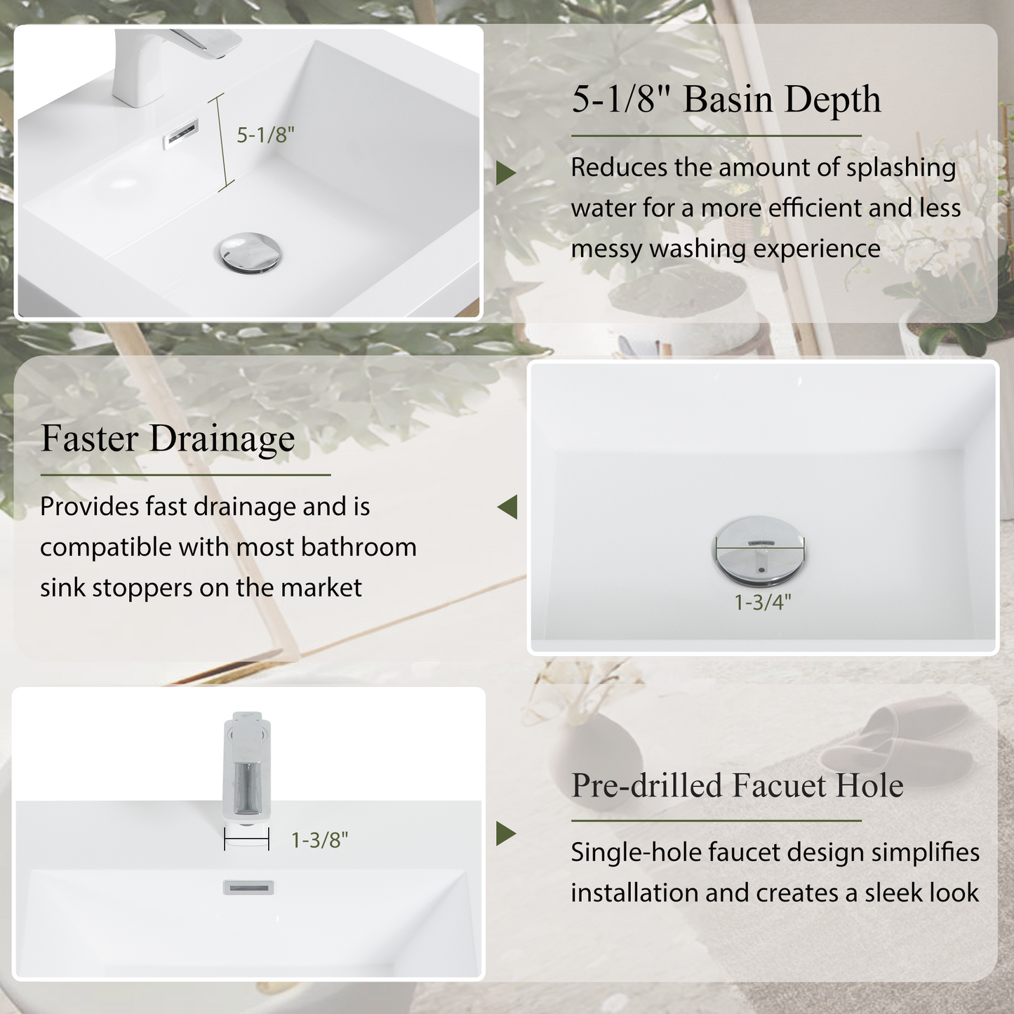 24" Wall-Mounted Bathroom Vanity with Sink