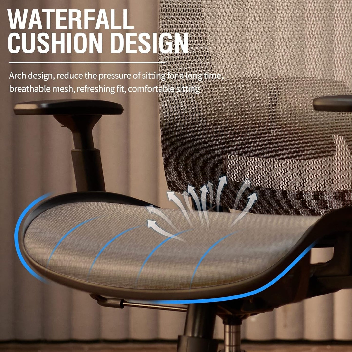 Grey Ergonomic Mesh Office Chair With Lumbar Support