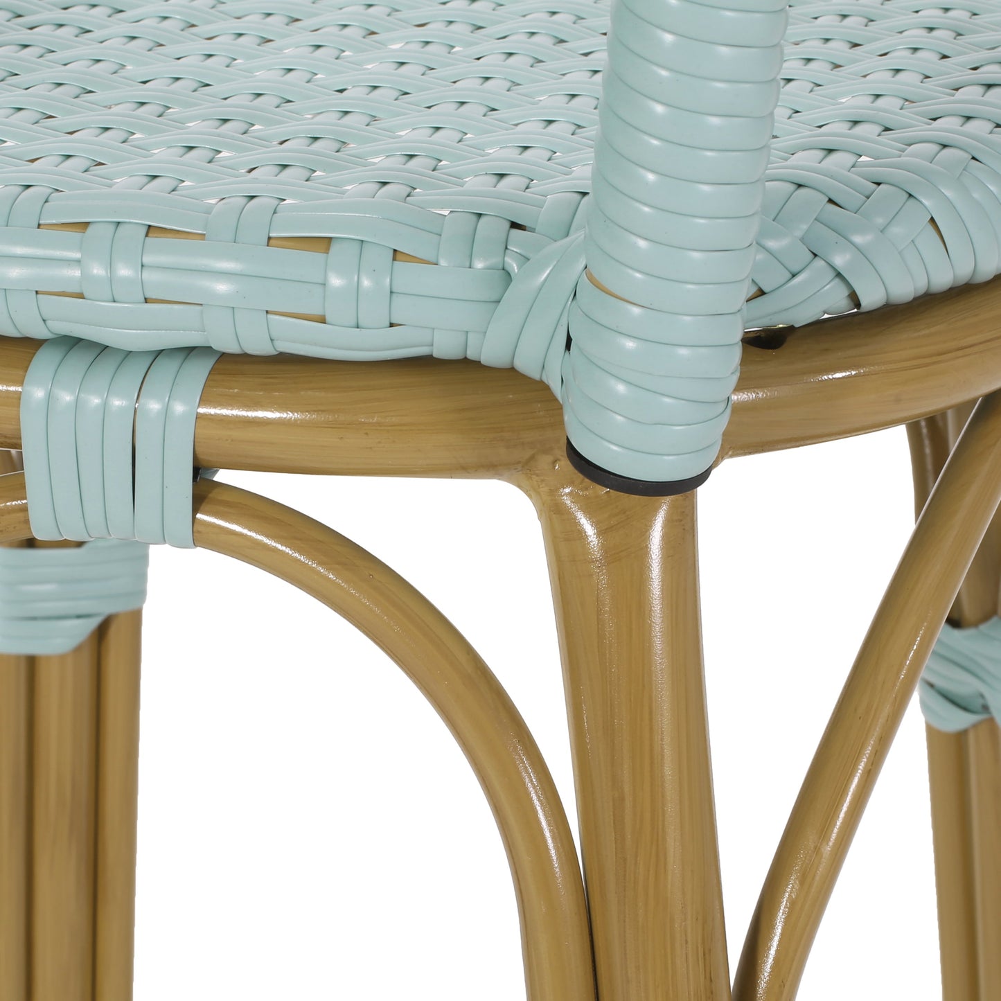 29.5' Outdoor PE Rattan and Aluminum French Barstools, Set of 2