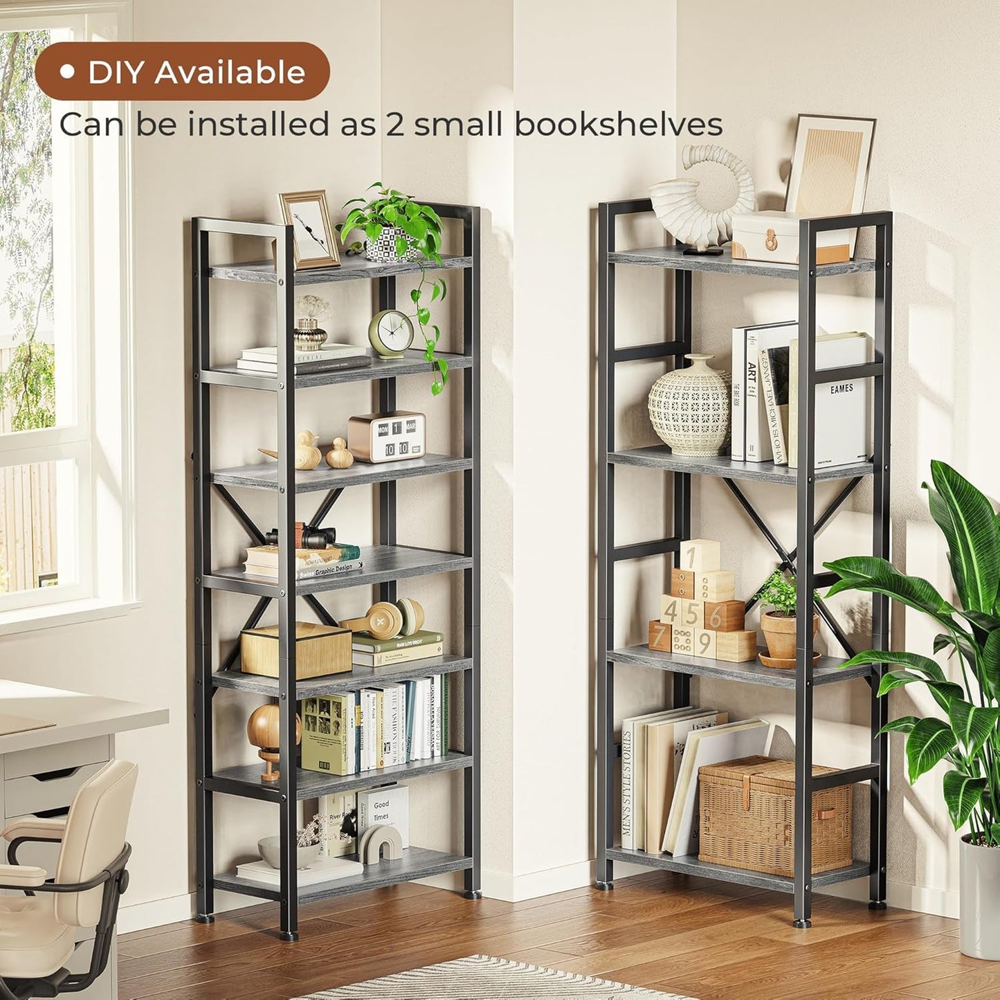 Grey 4 Tier Ladder Bookshelf With 11 Open Shelves For Home