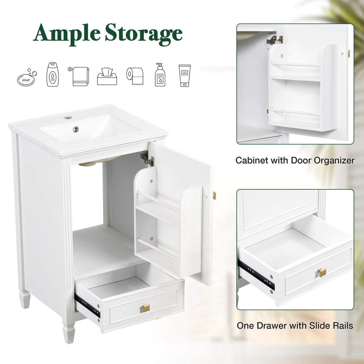 20" Bathroom Vanity with Ceramic Sink